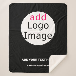 Business Chic Customizable Black White Minimal  Sherpa Blanket