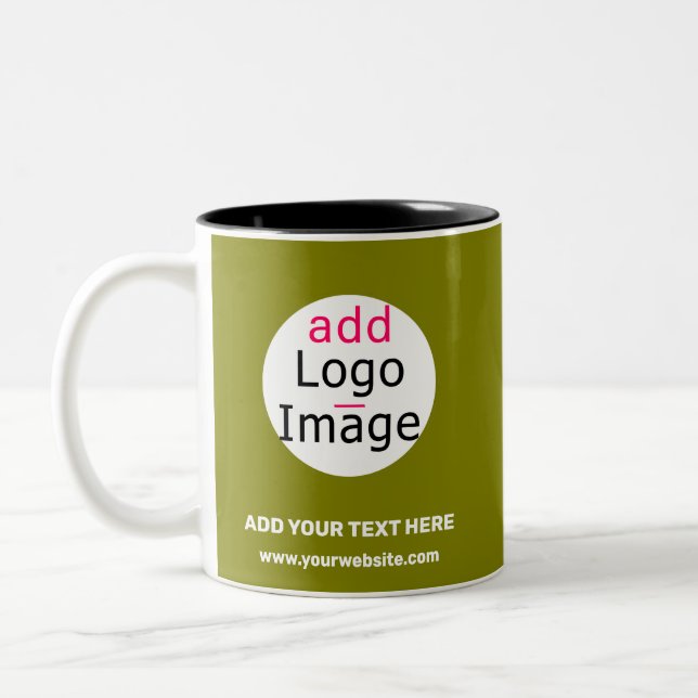 Business Chic Minimal Customisable Olive Green Two-Tone Coffee Mug (Left)