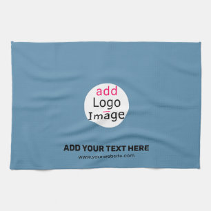 Business Chic Promo Customisable Dusty Blue Tea Towel