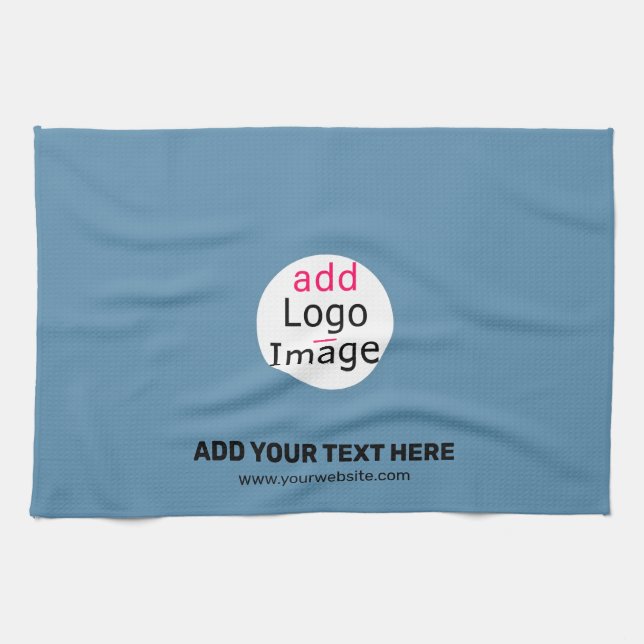 Business Chic Promo Customisable Dusty Blue Tea Towel (Horizontal)