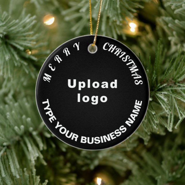 Business Christmas Black Circle Ceramic Ornament (Tree)