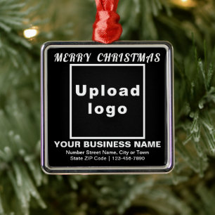 Business Christmas Black Square Ornament