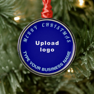 Business Christmas Blue Round Ornament
