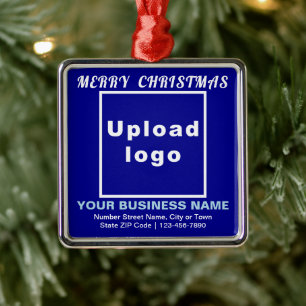 Business Christmas Blue Square Ornament