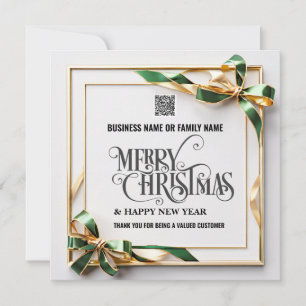 Business christmas bows green gold photo logo holiday card