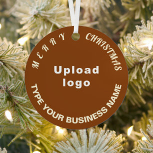 Business Christmas Brown Circle Metal Ornament