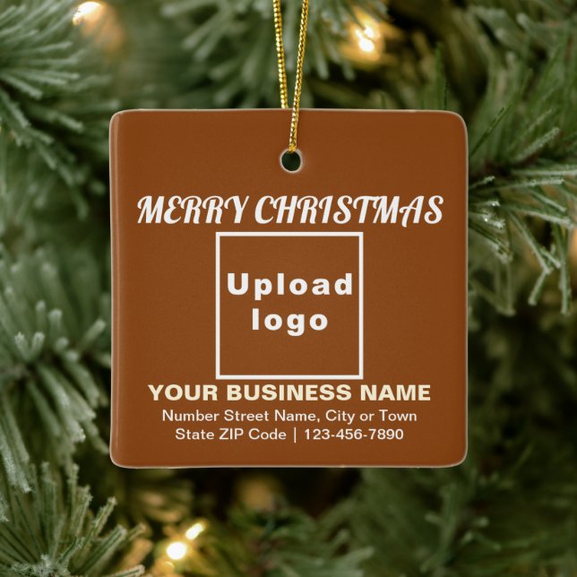 Business Christmas Brown Square Ceramic Ornament (Tree)