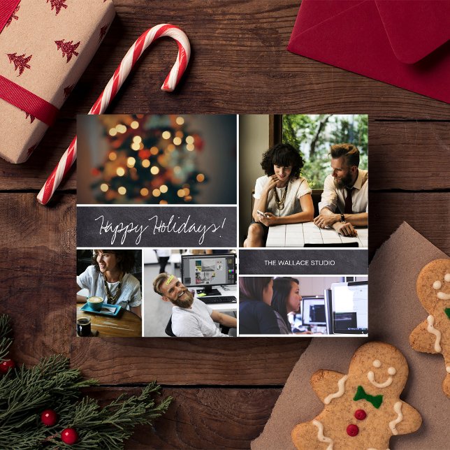 Business Christmas Card Happy Holidays photo (Staff photo collage happy holidays)
