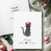 Business Christmas Cards With Logo Black Cat