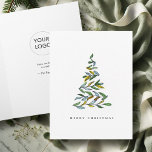 Business Christmas Cards with Logo Botanical Tree<br><div class="desc">Elevate your holiday outreach with these personalised business Christmas cards, perfect for making a lasting impression on clients and colleagues. Featuring your business logo alongside a hand-painted Christmas tree crafted with golden yellow and green botanical watercolor, this design by Victoria Grigaliunas of Do Tell A Belle offers a refined, artistic...</div>