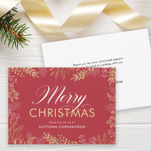 Business Christmas Corporate Elegant Foliage Holiday Card