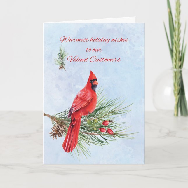 Business Christmas Customer Appreciation Cardinal Card (Front)