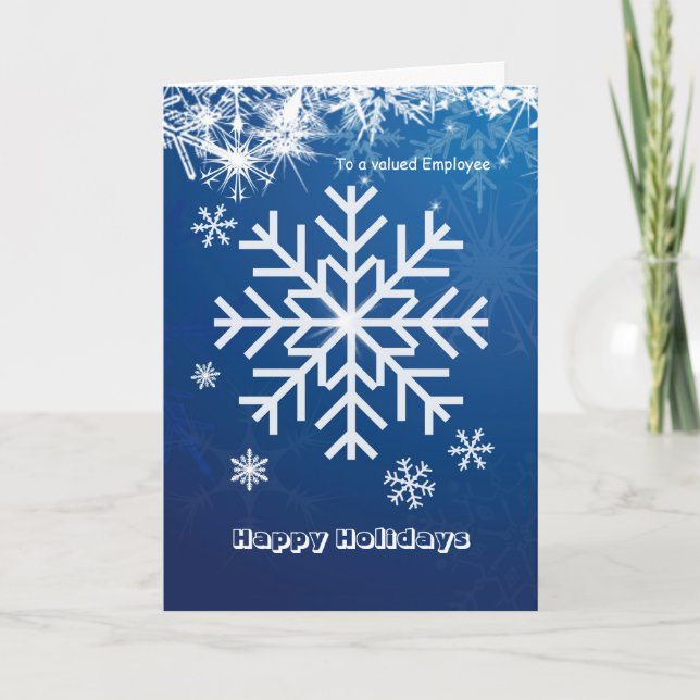 Business Christmas Employee - white snowflakes on Holiday Card (Front)