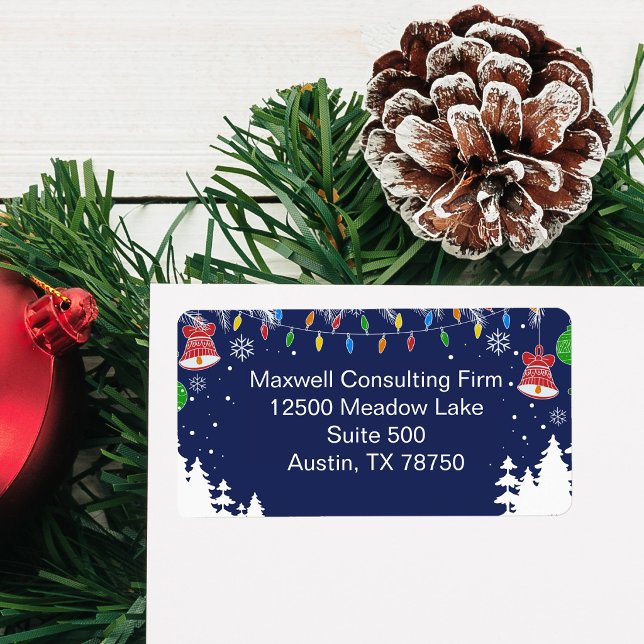 Business Christmas Festive Blue Return Address Label (Creator Uploaded)