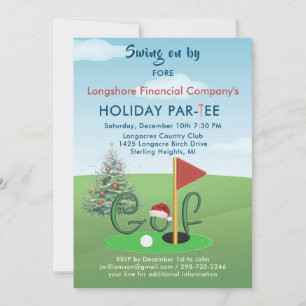 Business Christmas Golf Theme Party Par-Tee Invitation