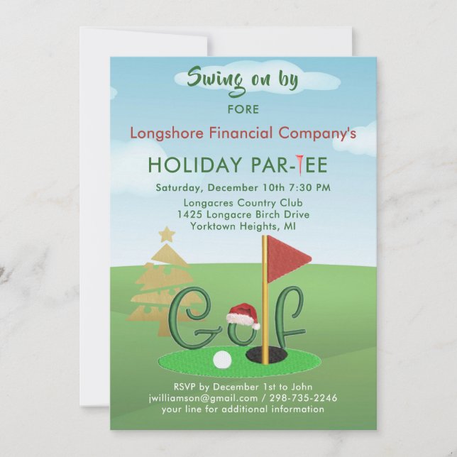 Business Christmas Golf Theme Party Par-Tee  Invitation (Front)
