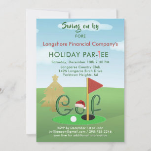 Business Christmas Golf Theme Party Par-Tee  Invitation