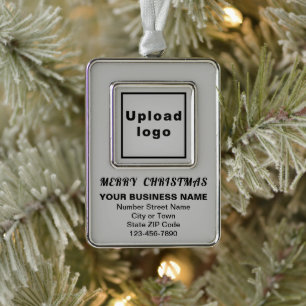 Business Christmas Gray Portrait Rectangle Framed Silver Plated Framed Ornament