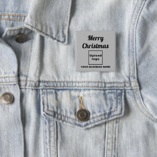 Business Christmas Greeting on Grey Square Button