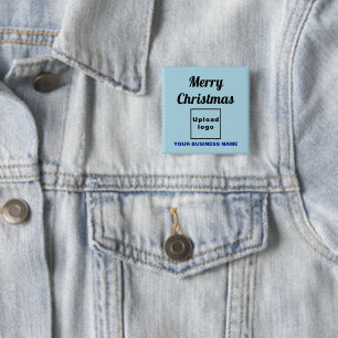 Business Christmas Greeting on Light Blue Square 15 Cm Square Badge