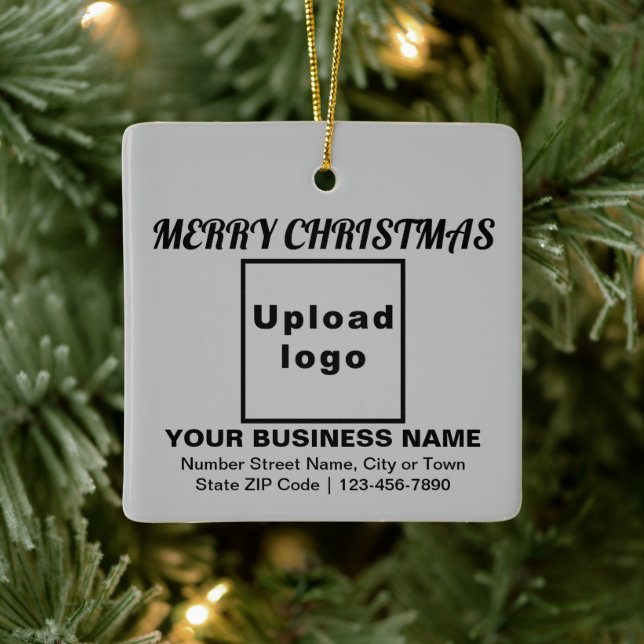 Business Christmas Grey Square Ceramic Ornament (Tree)