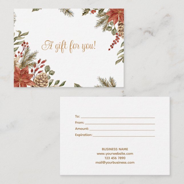 Business Christmas Holiday Gift Certificate Card (Front/Back)