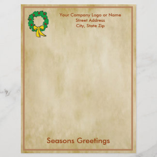 Business Christmas Letter Paper - Wreath Design Customised Letterhead