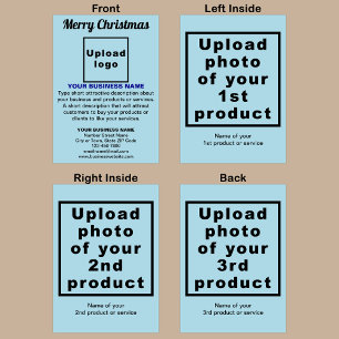 Business Christmas Light Blue Folded Greeting Card