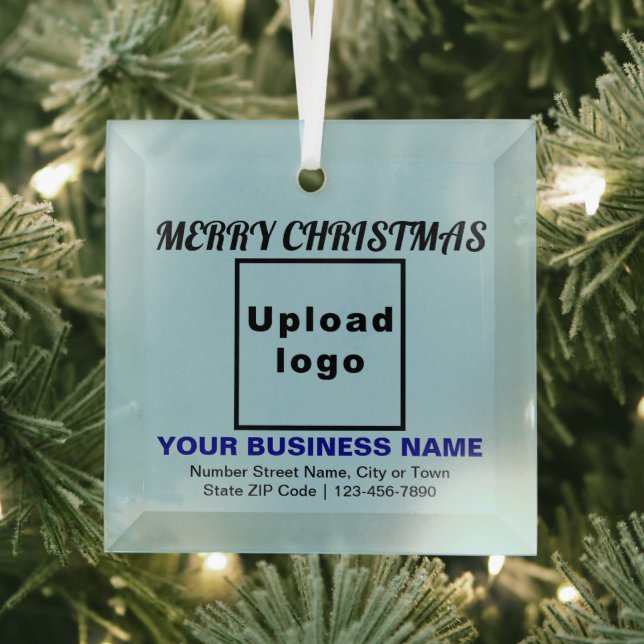 Business Christmas Light Blue Square Glass Tree Decoration (Insitu)