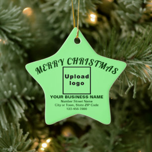 Business Christmas Light Green Star Ceramic Tree Decoration
