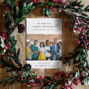 Business Christmas Minimal Team Photo Corporate Holiday Card