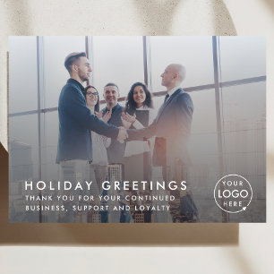 Business Christmas Modern Corporate Photo Logo Holiday Card