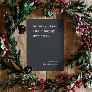 Business Christmas   Modern Trendy Black Corporate Holiday Card