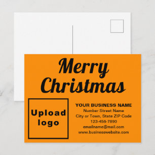 Business Christmas Orange Colour Holiday Postcard
