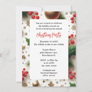 Business Christmas Party Red and Gold Invitation