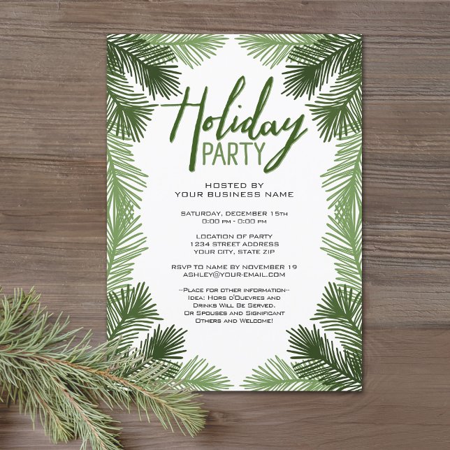Business Christmas Party Rustic Branch Holiday Invitation (Office Holiday Party Invitation)