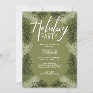 Business Christmas Party Rustic Pine Tree Branches Invitation