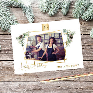 Business Christmas photo geometric gold modern Holiday Card