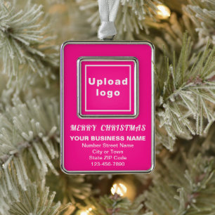 Business Christmas Pink Portrait Rectangle Framed Silver Plated Framed Ornament