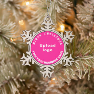 Business Christmas Pink Snowflake Pewter Christmas Ornament
