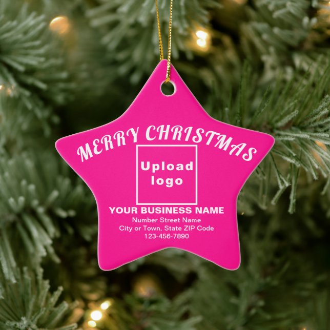Business Christmas Pink Star Ceramic Ornament (Tree)