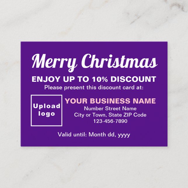 Business Christmas Purple Discount Card (Front)