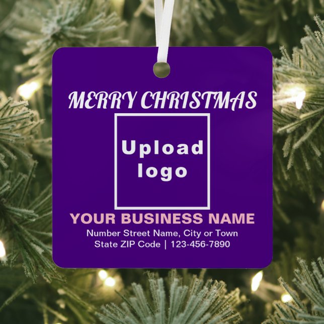 Business Christmas Purple Square Metal Ornament (Insitu)