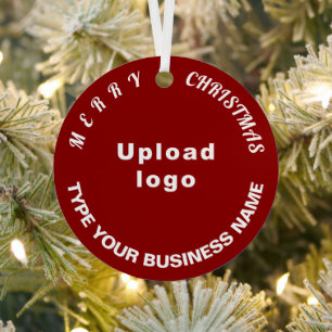 Business Christmas Red Circle Metal Ornament
