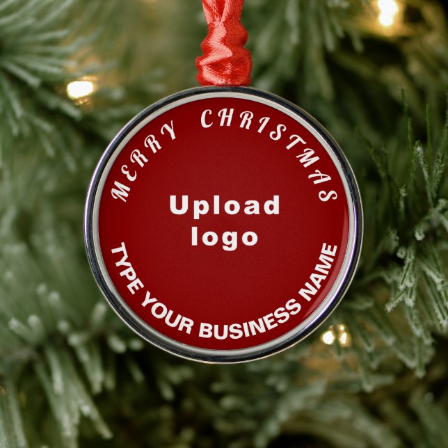 Business Christmas Red Round Ornament (Tree)