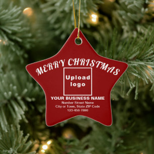 Business Christmas Red Star Ceramic Ornament