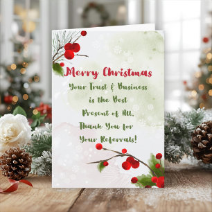 Business Christmas   Referral Marketing Clients Thank You Card