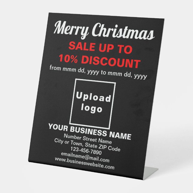 Business Christmas Sale on Black Pedestal Sign (Front)