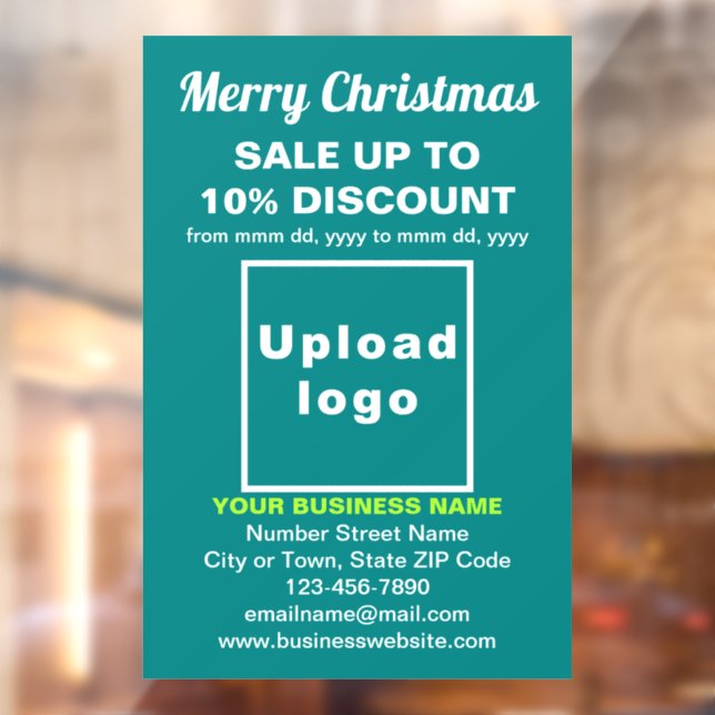Business Christmas Sale on Teal Green Window Cling (Sheet 2)