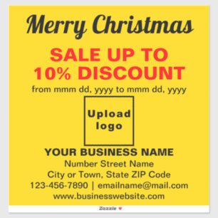 Business Christmas Sale on Yellow Vinyl Sticker